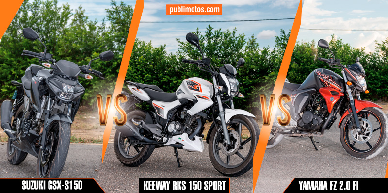 Comparativo motos sport: YAMAHA FZ 2.0 FI-SUZUKI GSX-S150-KEEWAY RKS 150 SPORT 