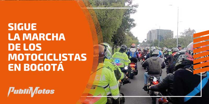 Sigue la marcha de los motociclistas en Bogotá 