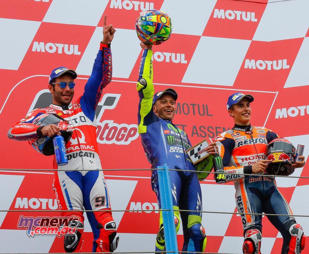 MotoGP 2017 Assen MotoGP Podium Rossi Petrucci Marquez