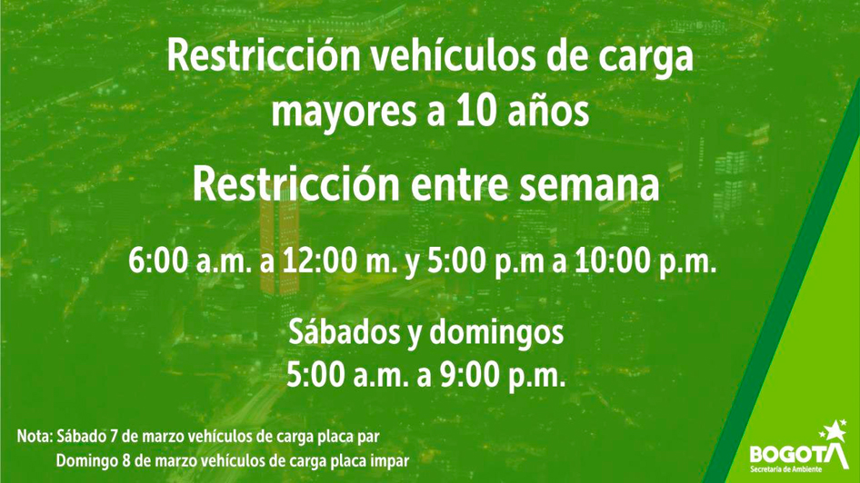 Restriccion vehiculos de carga Bogotá