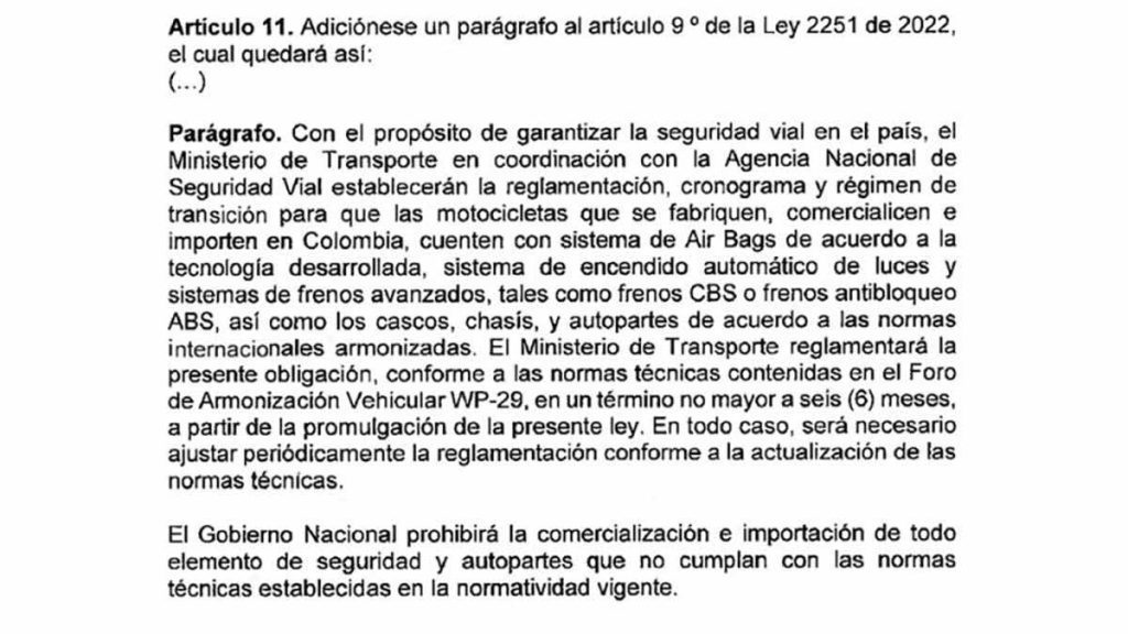 Colombia. ¿Por qué sería obligatorio el Airbag en las motos? 01